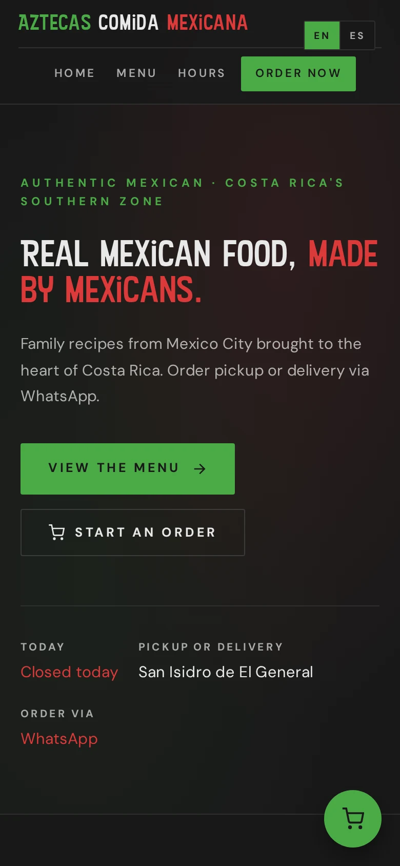 Vive Aztecas — Restaurant on mobile