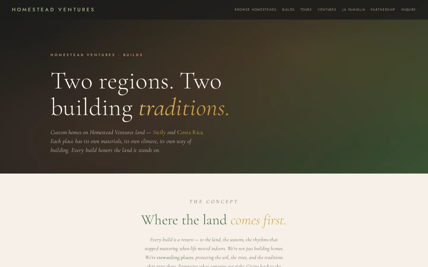 Homestead Ventures — Builds