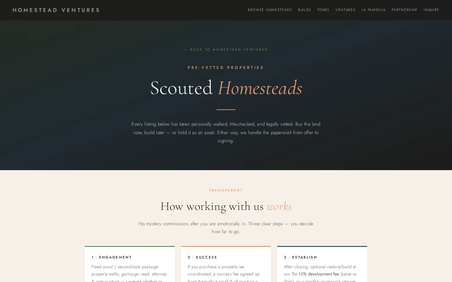 Homestead Ventures — Scouted Homesteads