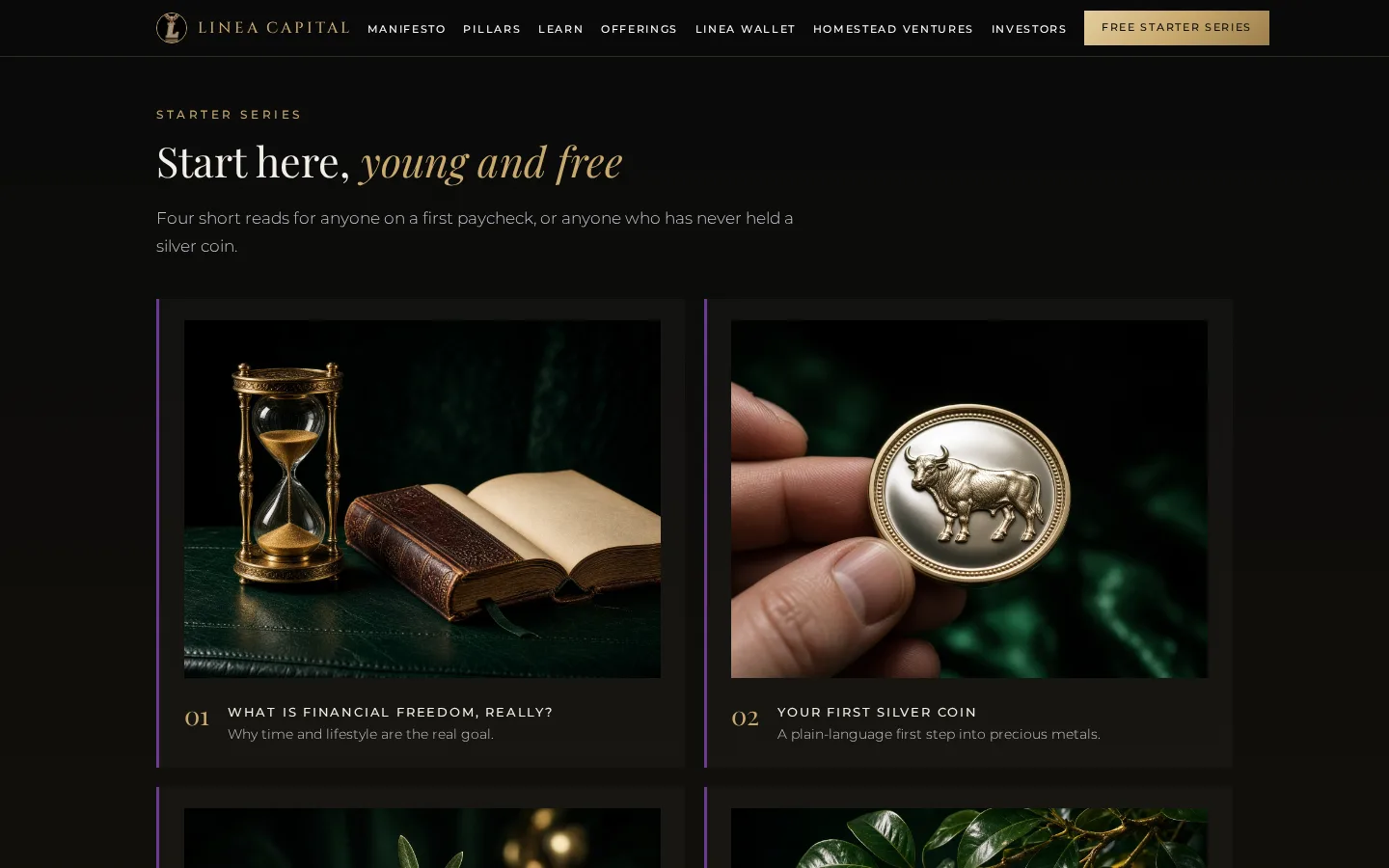 Linea Capital — Starter series — “Start here, young and free”
