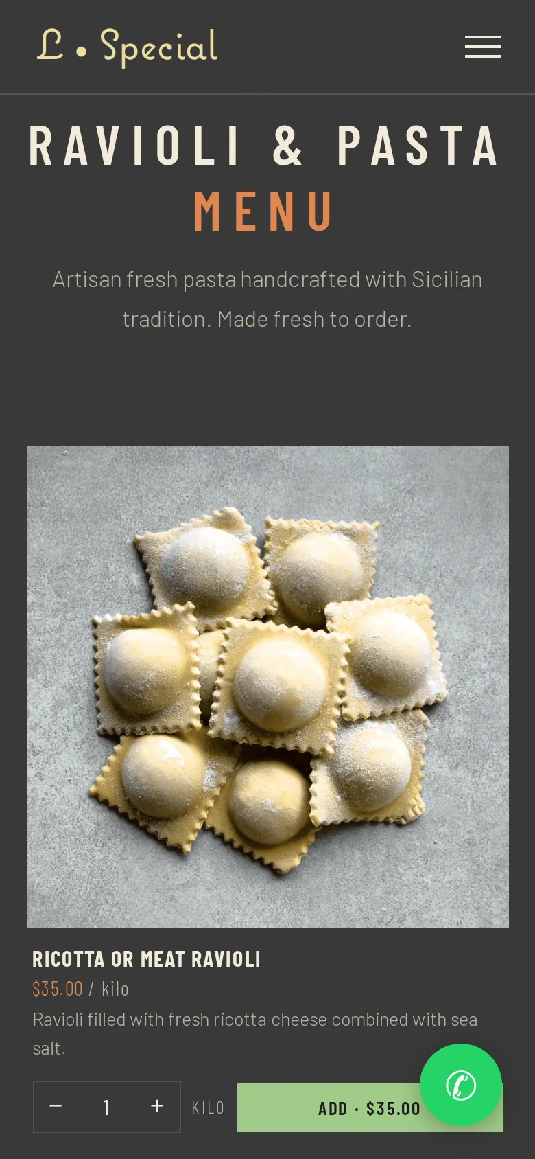 L-Special — Menu on mobile
