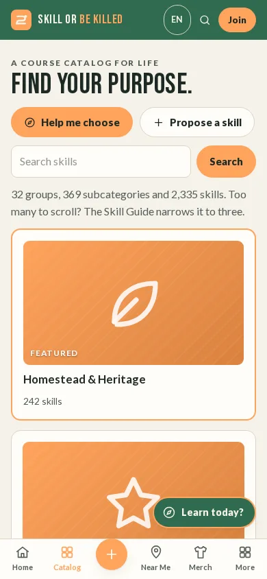 Skill Or Be Killed — Catalog on mobile
