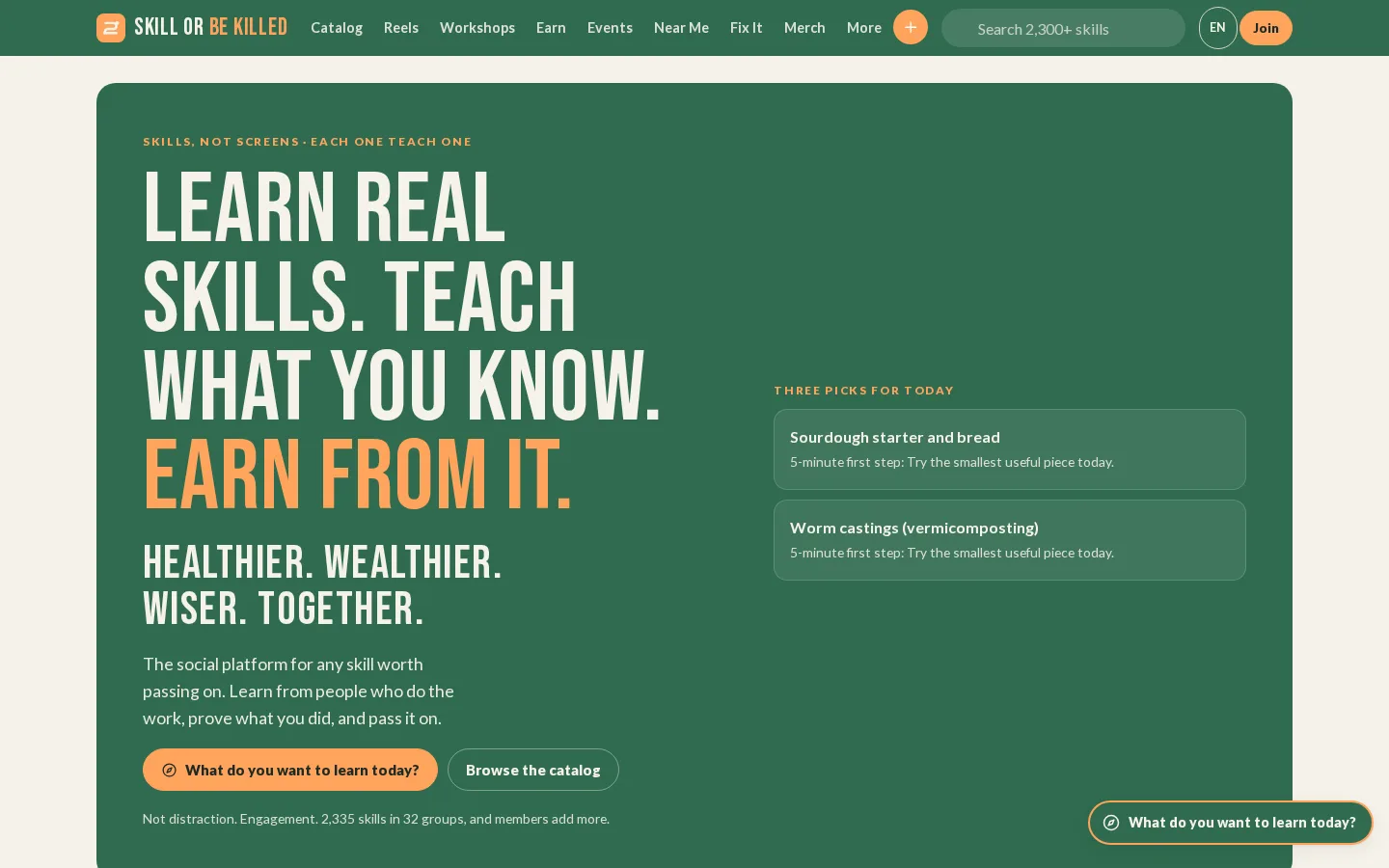 Skill Or Be Killed website