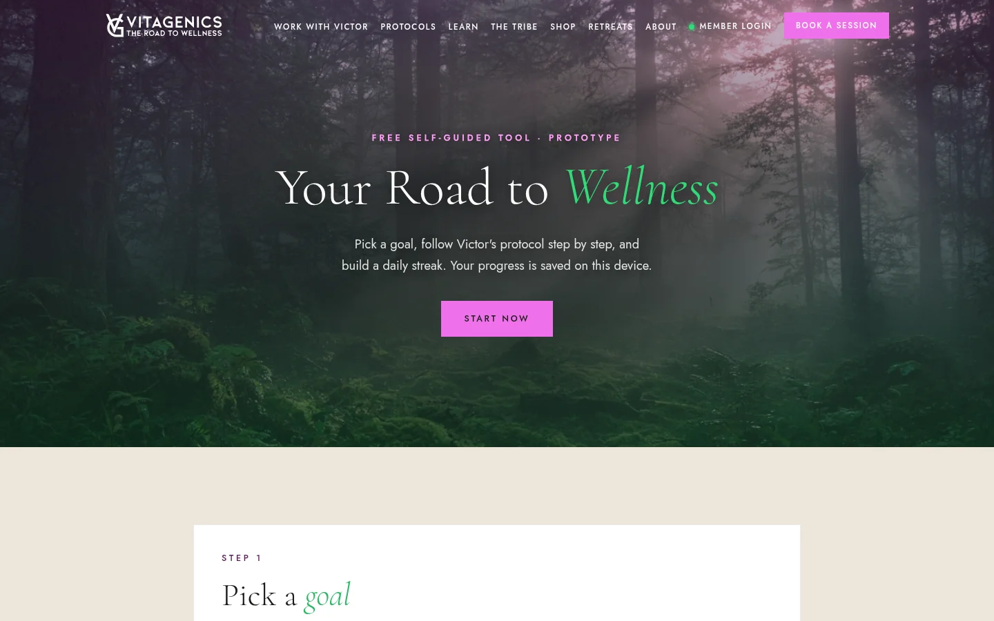 Vitagenics — Road to Wellness tool