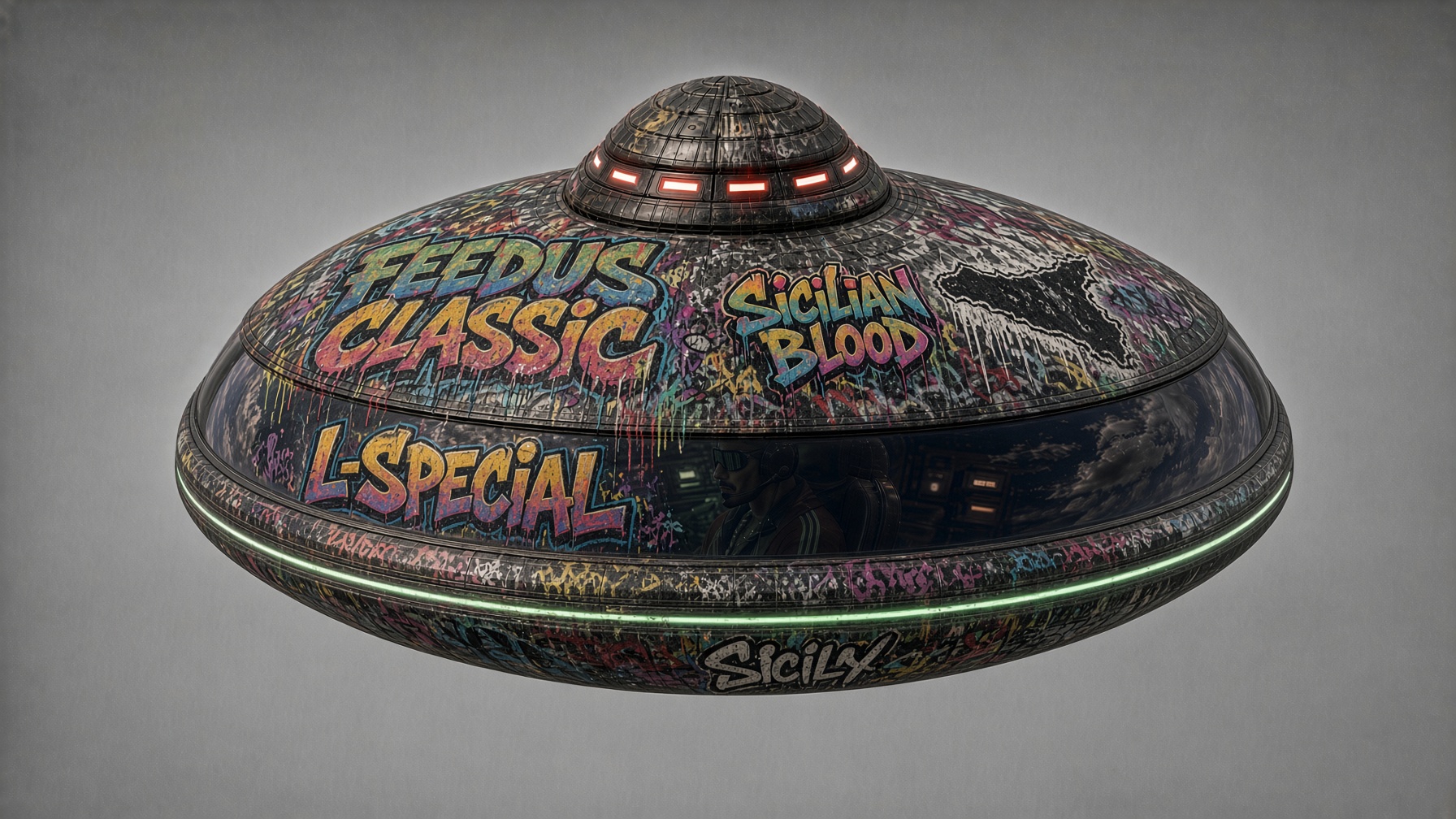 UFO graffiti teaser art for the Photoshop-style app